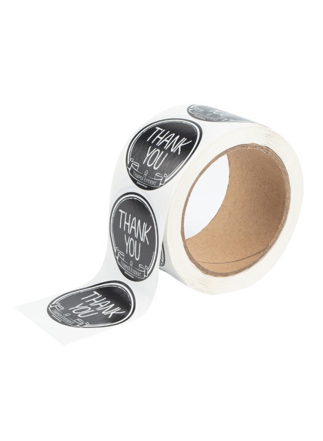 Restaurantware 2 Inch Tamper-Evident Stickers, 500 Rolled Thank You For Your Business Stickers - Chalkboard Design, For Safe Food Delivery, Black With White Font Plastic Tamper Seal Stickers, - Image 1