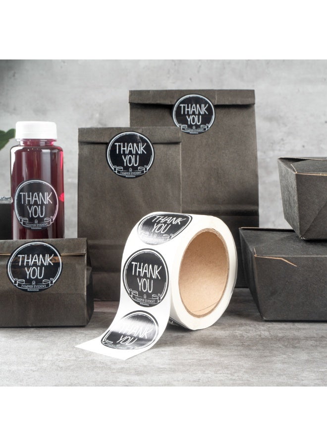 Restaurantware 2 Inch Tamper-Evident Stickers, 500 Rolled Thank You For Your Business Stickers - Chalkboard Design, For Safe Food Delivery, Black With White Font Plastic Tamper Seal Stickers, - Image 3