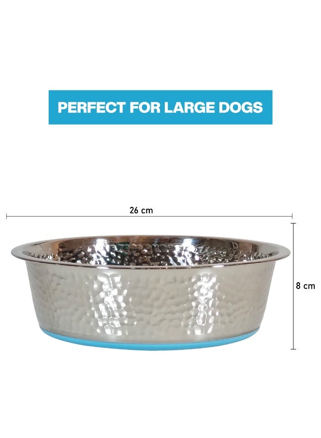 NNC PETS Dog bowl with Non-slip Rubber base and Smooth edges, Heavy-duty stainless steel pet feeding bowl for Medium to Large breeds, Ideal for many types of food, 26 cm BLUE - Image 2