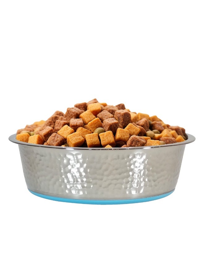 NNC PETS Dog bowl with Non-slip Rubber base and Smooth edges, Heavy-duty stainless steel pet feeding bowl for Medium to Large breeds, Ideal for many types of food, 26 cm BLUE - Image 1