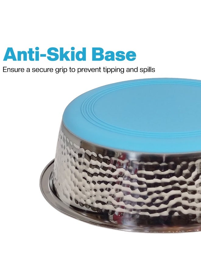 NNC PETS Dog bowl with Non-slip Rubber base and Smooth edges, Heavy-duty stainless steel pet feeding bowl for Medium to Large breeds, Ideal for many types of food, 26 cm BLUE - Image 4