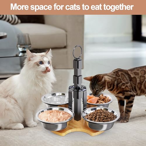 CILXGQLN Elevated Cat Food Bowls 3 Adjustable Heights Raised Cats Bowl for Indoor Cats Small Dogs with 4 Stainless Steel Bowls Pet Food and Water Bowl - Image 3