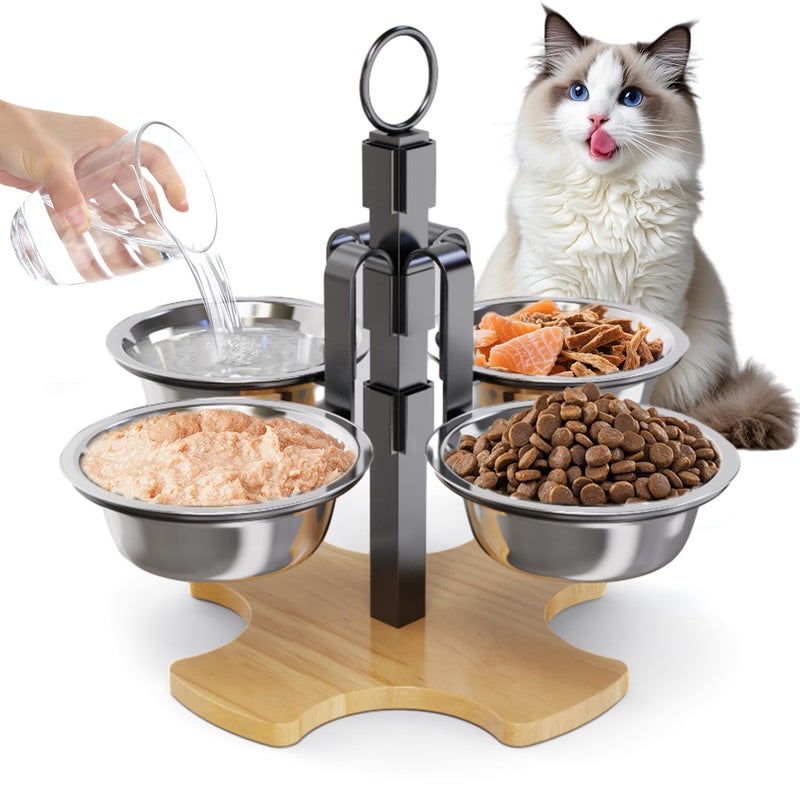 CILXGQLN Elevated Cat Food Bowls 3 Adjustable Heights Raised Cats Bowl for Indoor Cats Small Dogs with 4 Stainless Steel Bowls Pet Food and Water Bowl - Image 2