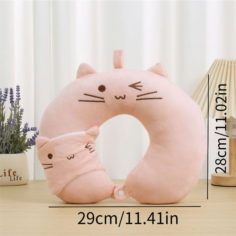 Yellow Cartoon Animal U Shaped Travel Pillow With Ergonomic Neck Support Eye Mask - Image 3