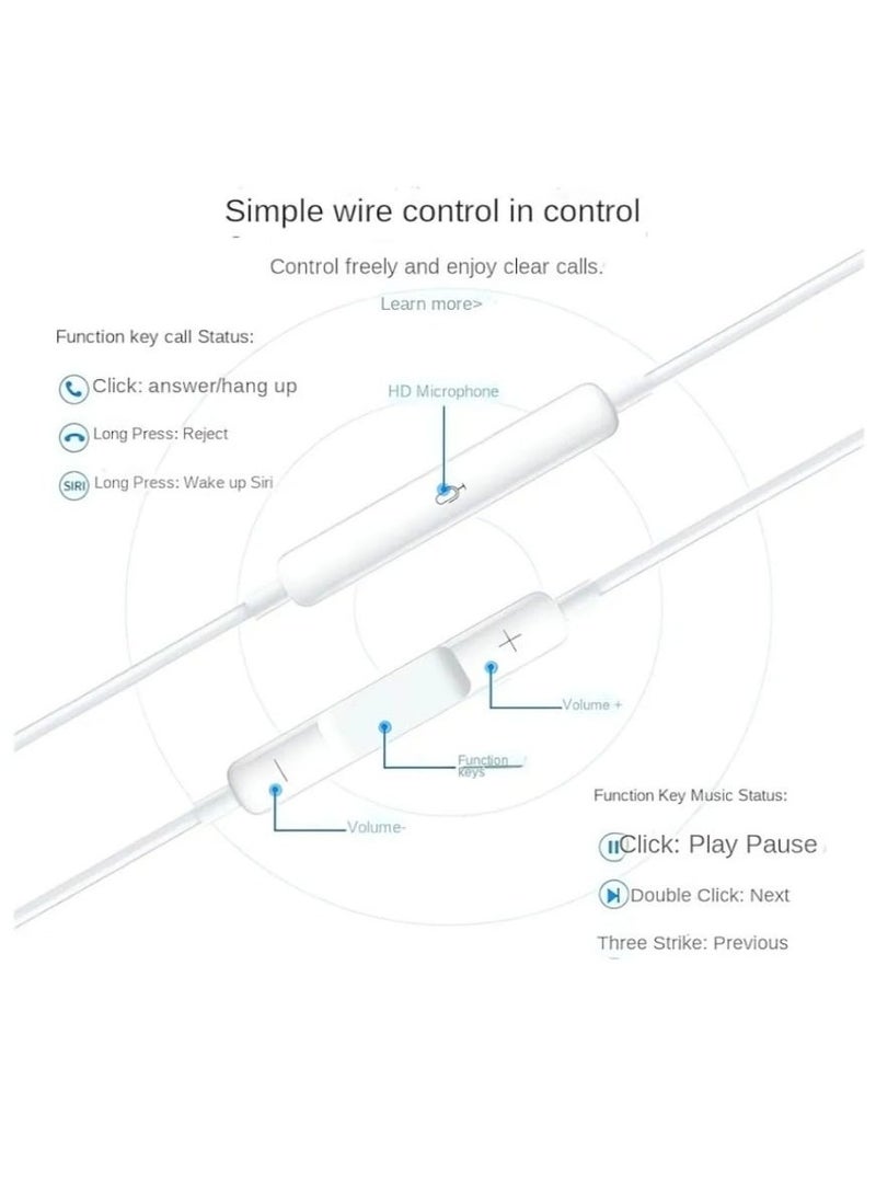 traditious Wired Earbuds with Lightning Connector & Microphone – Stereo Headphones with Built-in Volume Control, High Bass Sound, Compatible with iPhone 14 Pro Max, 14, 13 Pro Max, 12 Pro Max, 11 Pro Max, iPhone X, iPad – White - Image 3
