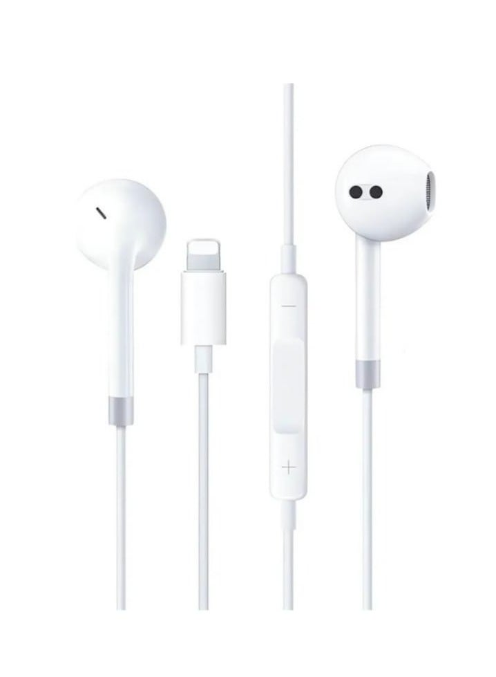 traditious Wired Earbuds with Lightning Connector & Microphone – Stereo Headphones with Built-in Volume Control, High Bass Sound, Compatible with iPhone 14 Pro Max, 14, 13 Pro Max, 12 Pro Max, 11 Pro Max, iPhone X, iPad – White - Image 1