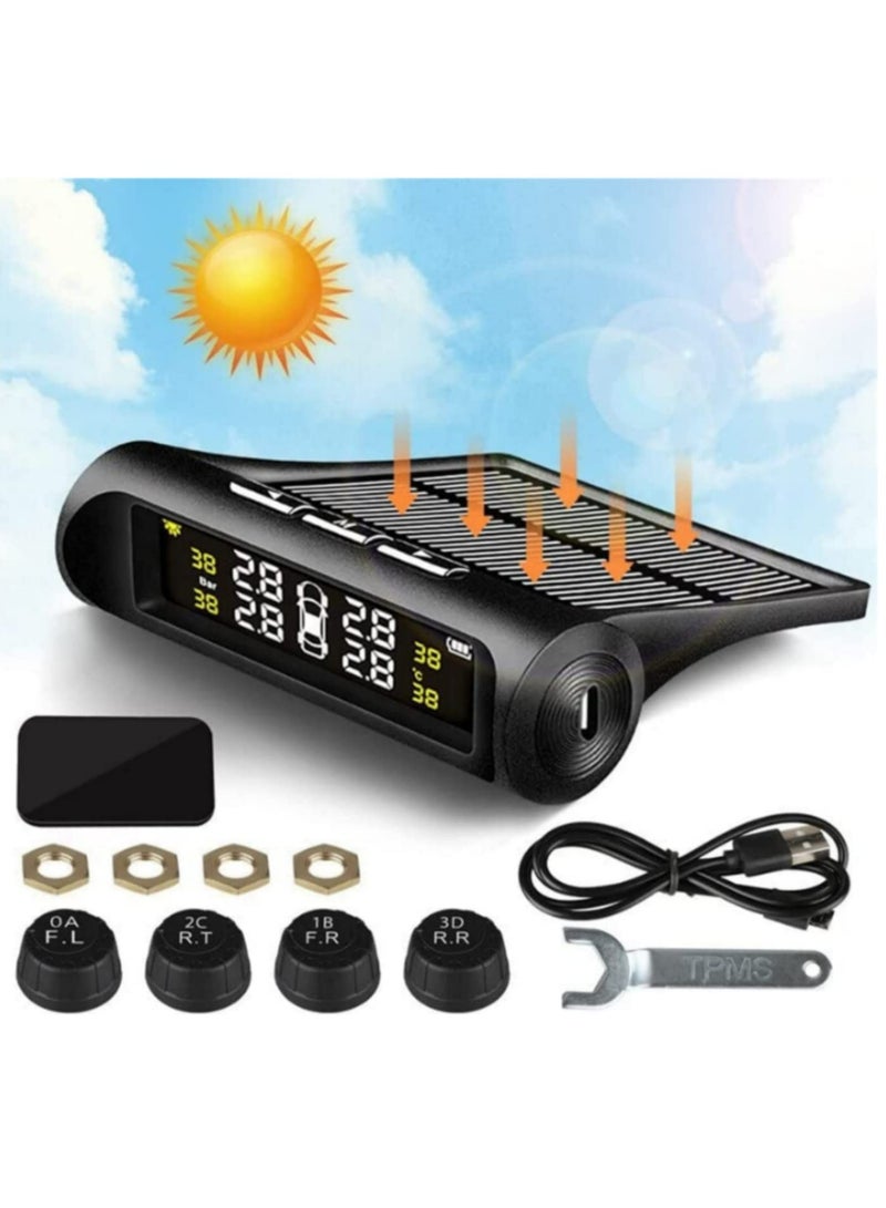 Car Tire Pressure Monitoring System 6 Alarm Modes Wireless Smart Tire Safety Monitor with Solar Include 4 External Cap Sensors Real Time Pressure and Temperature Alerts for Cars SUVs Trucks Vehicles - Image 3