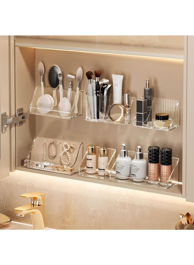 MORNITE 3 Pcs Medicine Cabinet Tray Organizer Small Adhesive Bathroom Vanity Floating Shelves Storage for Toilet Mirror Wall Countertop Clear - Image 2