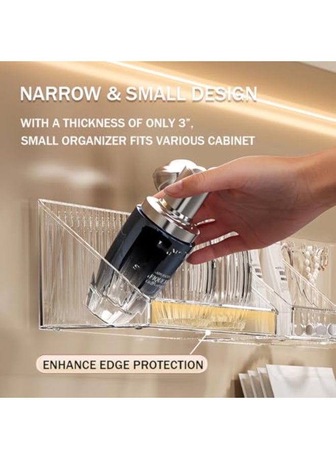 MORNITE 3 Pcs Medicine Cabinet Tray Organizer Small Adhesive Bathroom Vanity Floating Shelves Storage for Toilet Mirror Wall Countertop Clear - Image 3