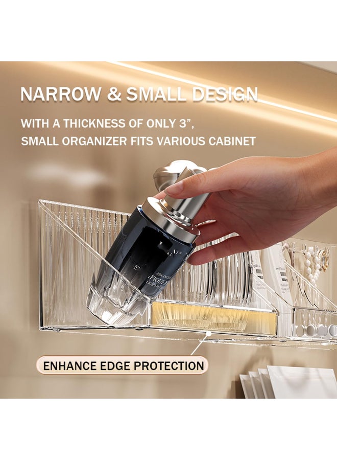 MORNITE 3 Pcs Medicine Cabinet Tray Organizer Small Adhesive Bathroom Vanity Floating Shelves Storage for Toilet Mirror Wall Countertop Clear - Image 4