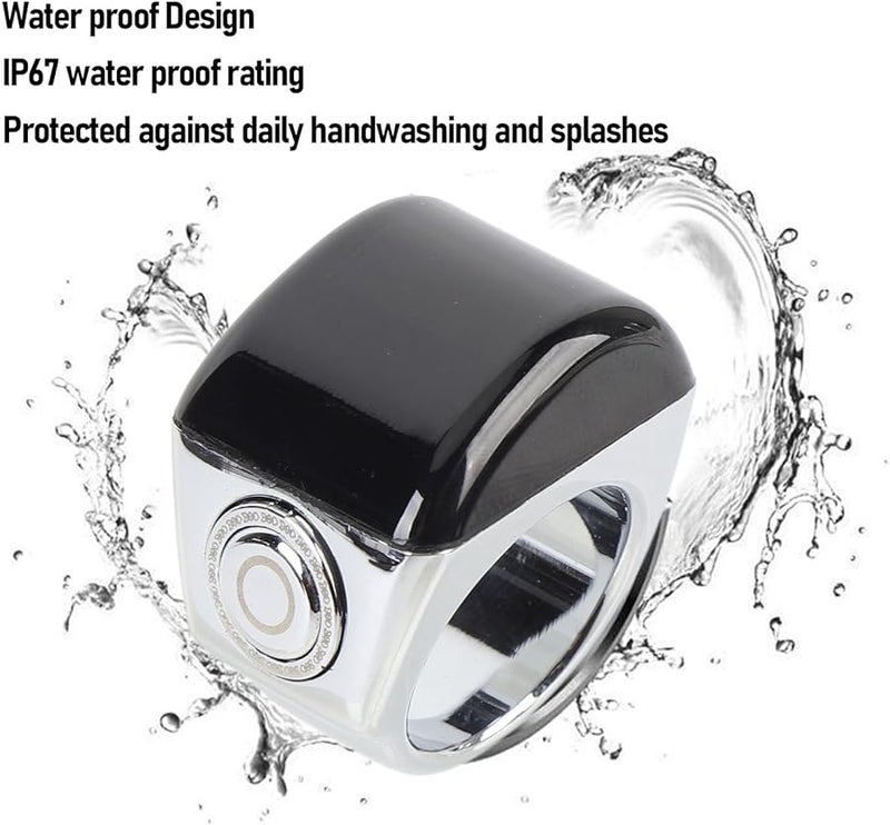 Yosoo Digital Counter Ring 20mm Smart Tasbih Zinc Alloy IP67 Rain Proof With Charging Case - Image 5