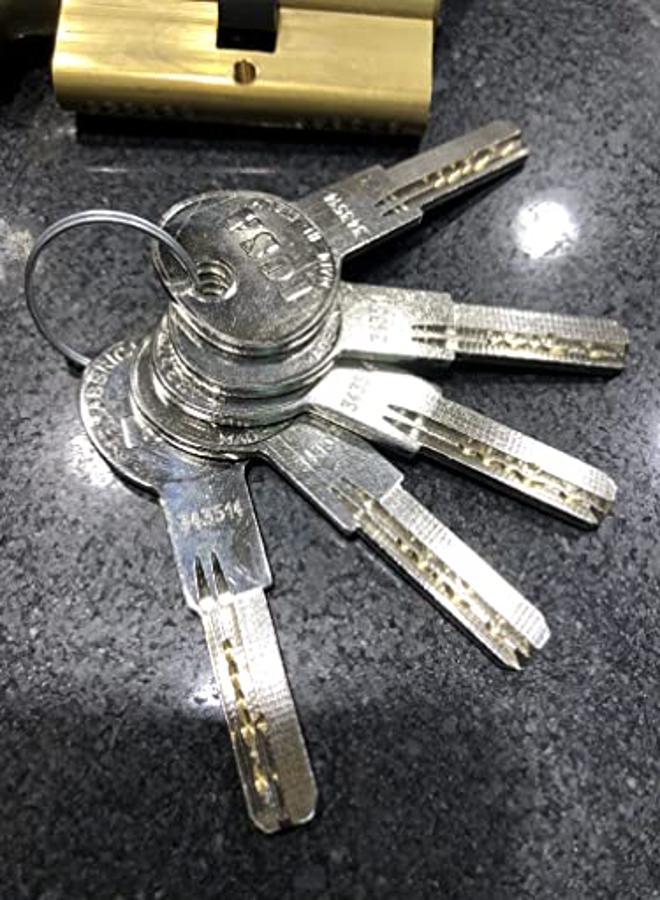 باب أسطوانة جزرة نحاسي ممتد بخمسة مفاتيح، صنع في إيطاليا، طول الأسطوانة 6 مم، مادة نحاس نقي - Image 1