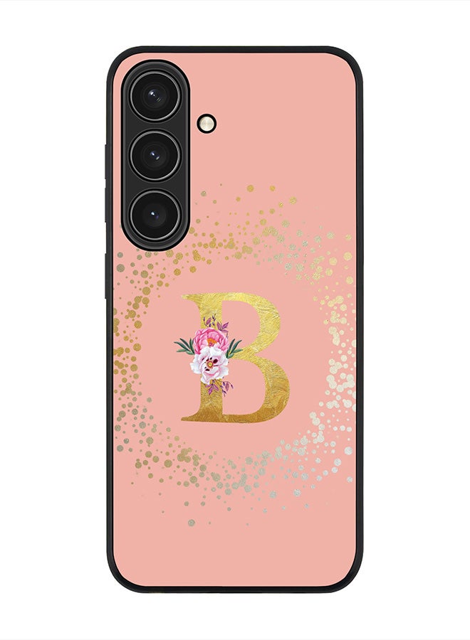 Stylizedd For Samsung Galaxy S25 5G Case,Slim fit Camera Protection, Shockproof Thin Phone cover  - Custom Monogram Floral - B  (Rose Pink ) - Image 1