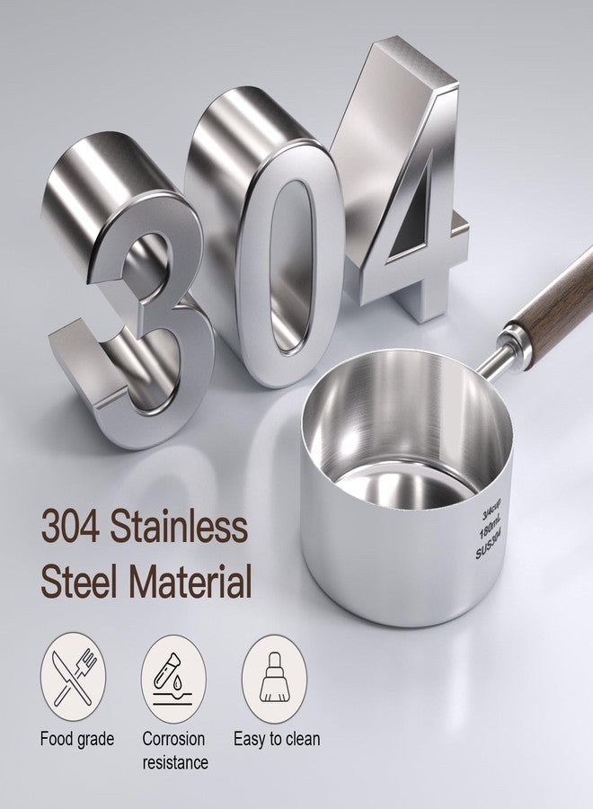 مغرفة قياس طعام الكلاب والقطط من فافافلاير - ¾ كوب (6 أونصة)، مصنوعة من الفولاذ المقاوم للصدأ 304، بمقبض طويل من خشب الجوز الأسود - Image 2