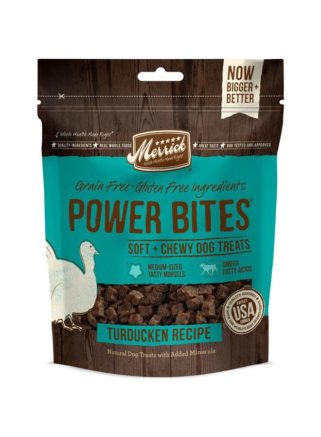 Merrick Power Bites Natural Soft And Chewy Real Meat Dog Treats, Grain Free Snack, Real Turducken Recipe - 6 oz. Bag - Image 1