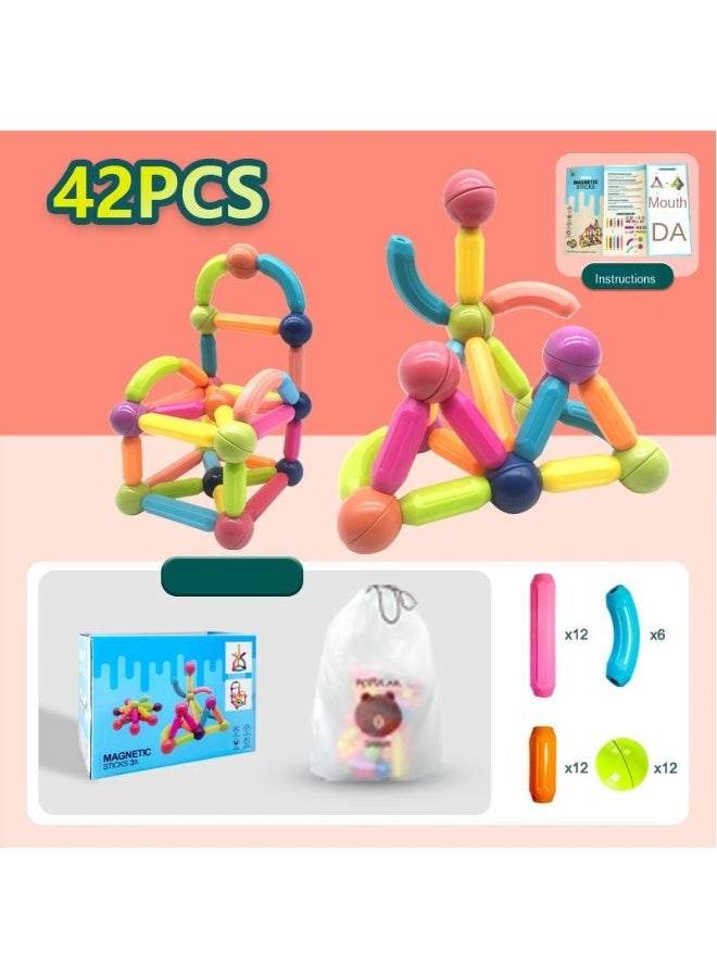 42-Piece Magnetic Toy Set Multicolor For Making Different Shapes 3+ Years Age Group - Image 1