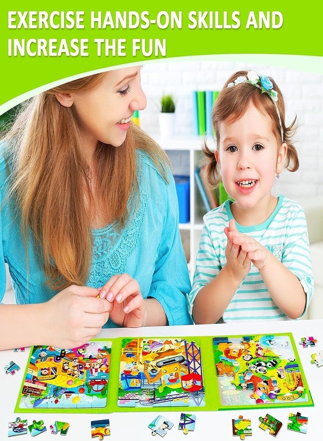 ماما ميا كتاب ألغاز مغناطيسية 3 في 1 من ماماميا للأطفال من سن 3 إلى 5 سنوات، كتاب ألغاز مكون من 97 قطعة، رحلة برية للأطفال الصغار من سن 3 إلى 8 سنوات للأولاد والبنات (حديقة الحيوان) - Image 5