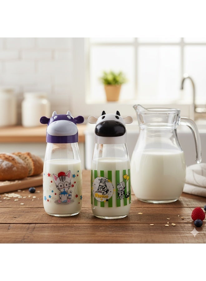 تيتيز طقم قارورة زجاج شكل بقرة للحليب أو العصير للأطفال 2 حبة صغيرة 250 مل - Image 4