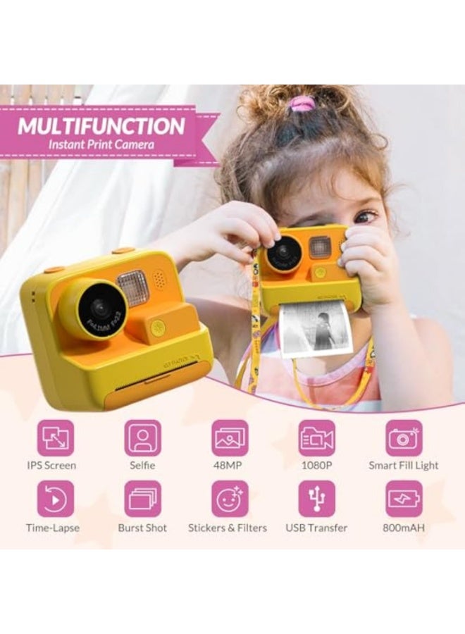 Arabest Kids Camera Instant Print, 48MP Digital Camera with Zero Ink, Selfie 1080P Video Camera with 32G TF Card, Toys Gifts for Girls Boys Aged 3-12 for Christmas/Birthday/Holiday (Orange) - Image 2