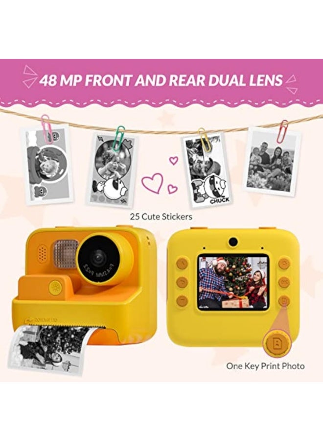Arabest Kids Camera Instant Print, 48MP Digital Camera with Zero Ink, Selfie 1080P Video Camera with 32G TF Card, Toys Gifts for Girls Boys Aged 3-12 for Christmas/Birthday/Holiday (Orange) - Image 3