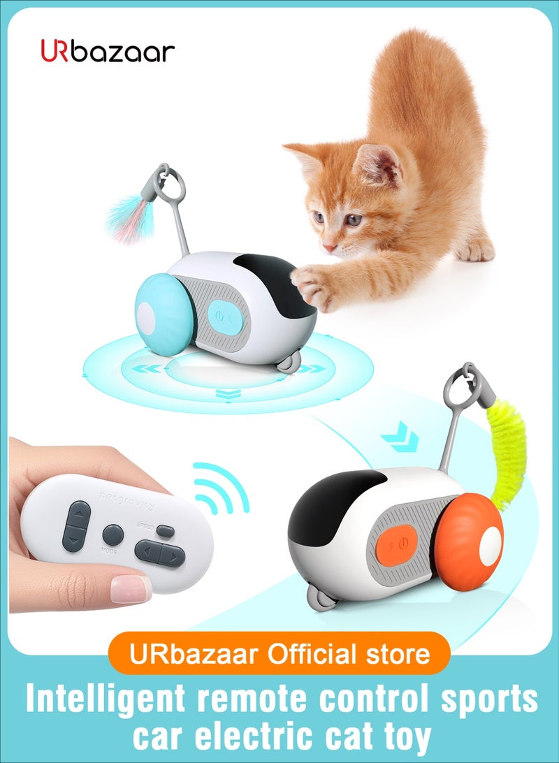 URbazaar Remote Control Cat Toy,Upgraded Interactive Cat Toys for Indoor Cats,Smart Cat Toy Car with Feathers,Cat Mouse Toys,rc Interactive Cat Toy Self Play,USB Rechargeable - Image 1
