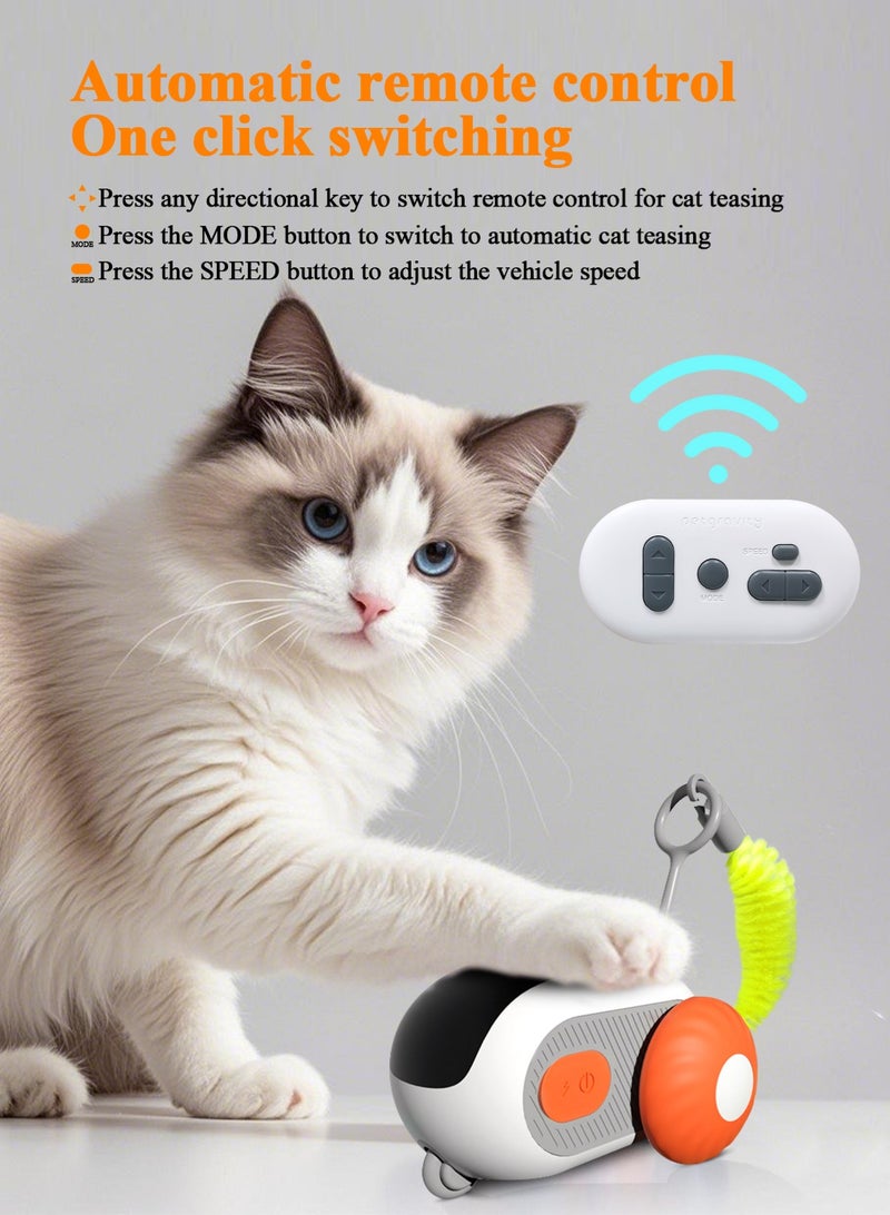 URbazaar Remote Control Cat Toy,Upgraded Interactive Cat Toys for Indoor Cats,Smart Cat Toy Car with Feathers,Cat Mouse Toys,rc Interactive Cat Toy Self Play,USB Rechargeable - Image 3