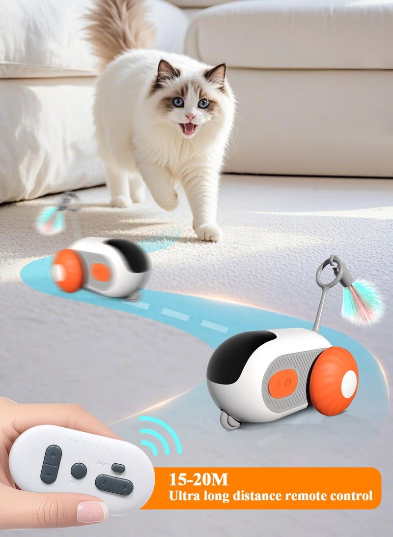 URbazaar Remote Control Cat Toy,Upgraded Interactive Cat Toys for Indoor Cats,Smart Cat Toy Car with Feathers,Cat Mouse Toys,rc Interactive Cat Toy Self Play,USB Rechargeable - Image 4