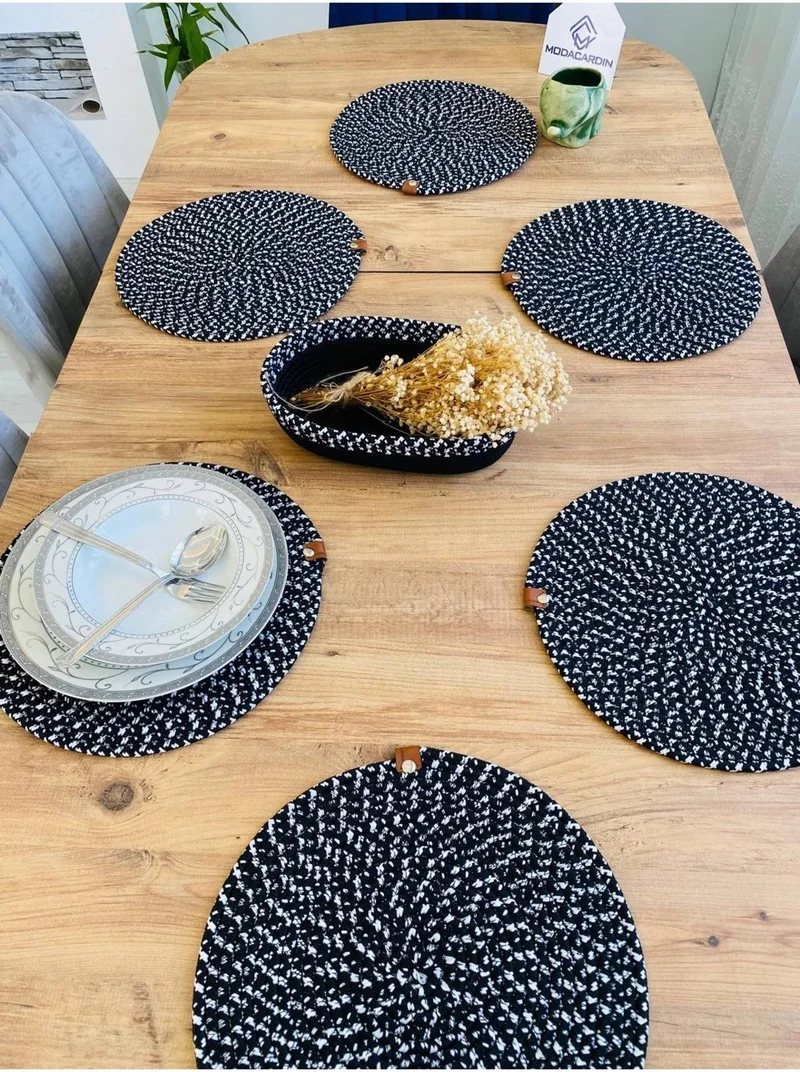 بدز ديري BDZ Leather Wicker Jute Presentation Plate Mat American Service and Basket 7 Pieces