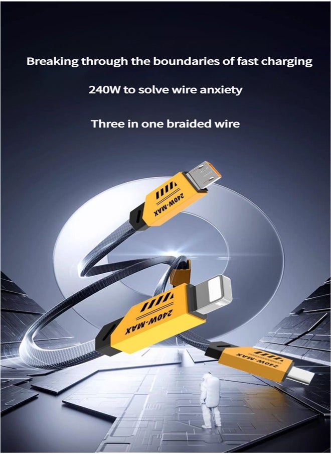 hoco. - GaN Mecha Cable 3-in-1 6A Super Fast Charging 240W Data Cable Is Suitable for Apple, Huawei, Samsung Type-C, Android - Image 1