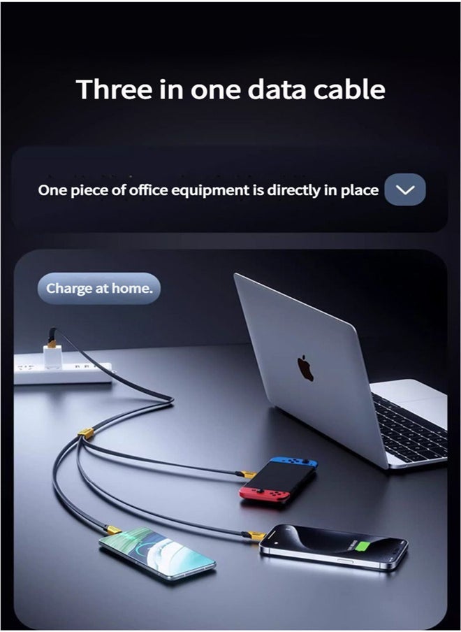 hoco. - GaN Mecha Cable 3-in-1 6A Super Fast Charging 240W Data Cable Is Suitable for Apple, Huawei, Samsung Type-C, Android - Image 1