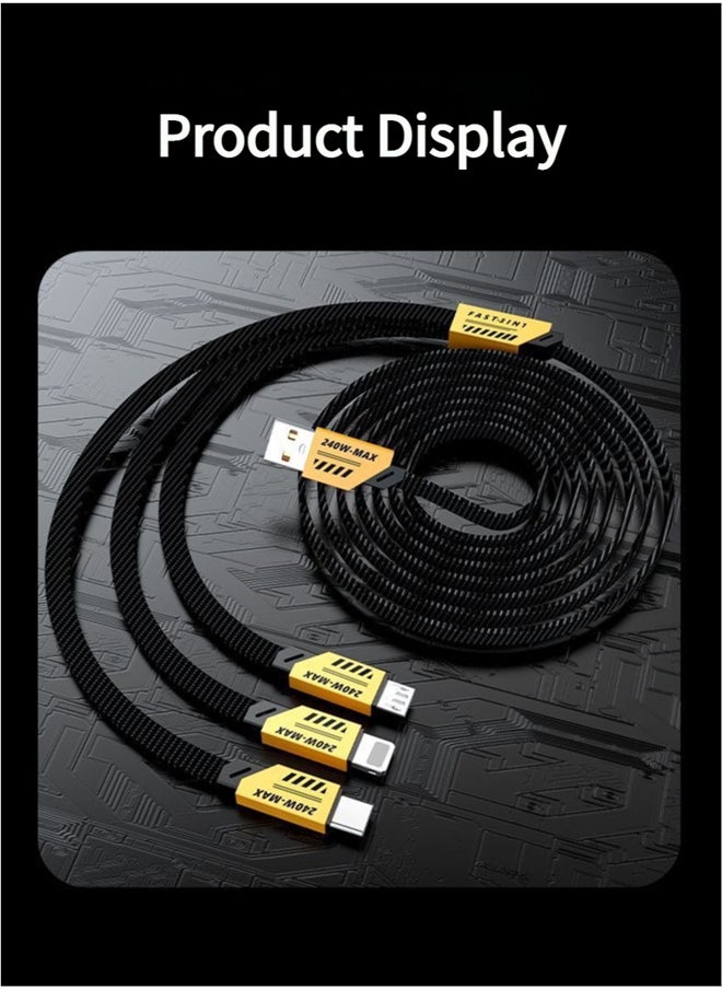 hoco. - GaN Mecha Cable 3-in-1 6A Super Fast Charging 240W Data Cable Is Suitable for Apple, Huawei, Samsung Type-C, Android - Image 1