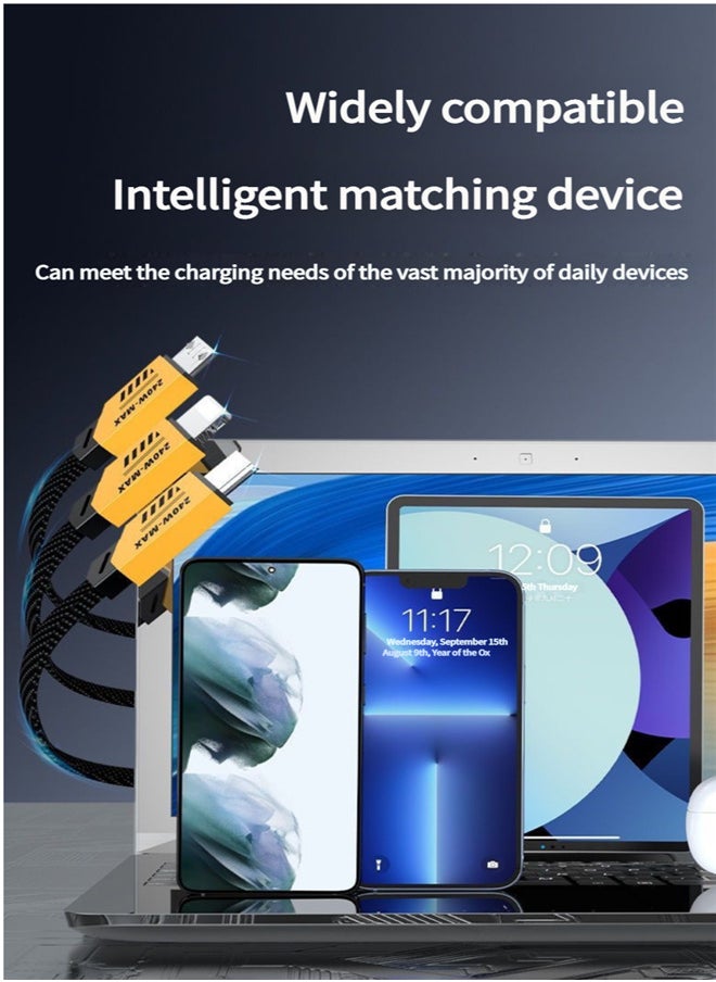 hoco. - GaN Mecha Cable 3-in-1 6A Super Fast Charging 240W Data Cable Is Suitable for Apple, Huawei, Samsung Type-C, Android - Image 1