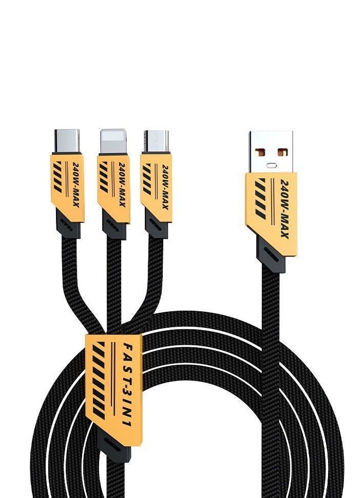 هوكو. كابل ميكا GaN 3 في 1 6A فائق الشحن بسرعة كابل بيانات 240 واط مناسب لأبل ، هواوي ، سامسونج Type-C ، أندرويد - Image 1