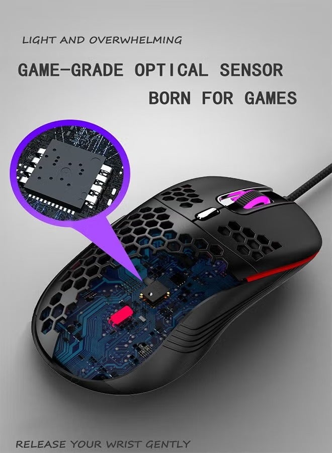 High Performance Wired Gaming Mouse, 3200 DPI, Game-Grade Optical Sensor, Honeycomb Hollow Design, Ventilation and Cooling Effect-White - Image 4