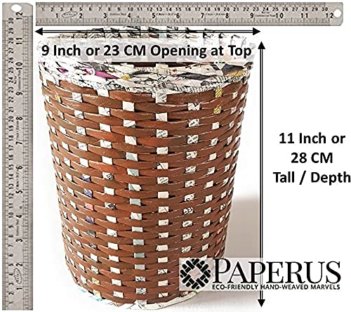 Sonas Creation PAPERUS Brown Opentop Dustbin Waste Basket Trash Can Indoor Planter Vase Storage Basket Standard Size 10 Liter 11 inch Tall EcoFriendly Handmade of Paper Ropes - Image 3