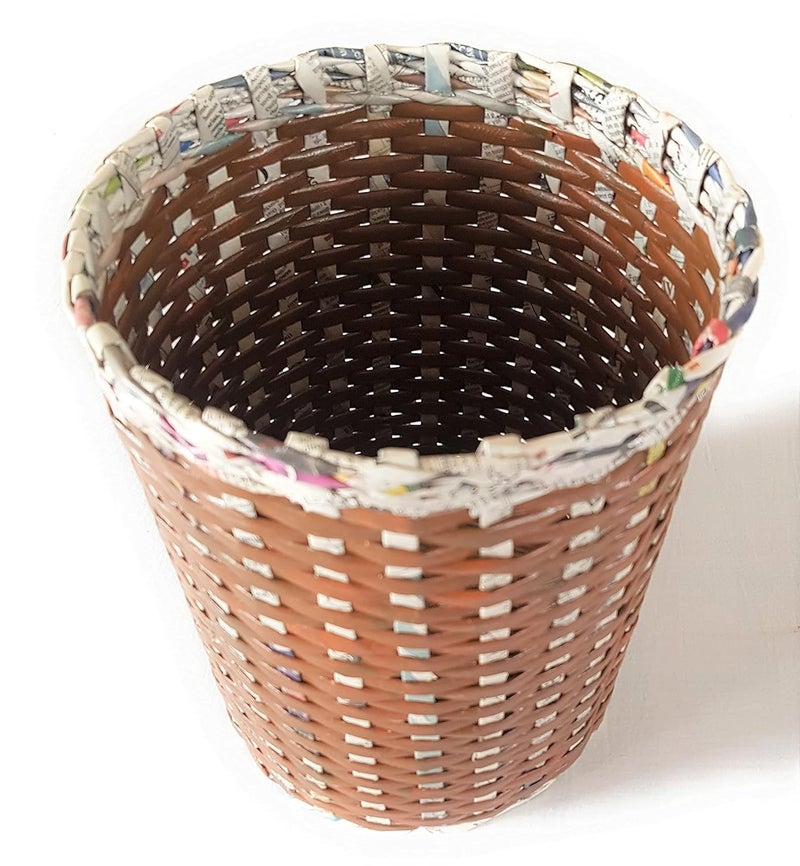 Sonas Creation PAPERUS Brown Opentop Dustbin Waste Basket Trash Can Indoor Planter Vase Storage Basket Standard Size 10 Liter 11 inch Tall EcoFriendly Handmade of Paper Ropes - Image 5