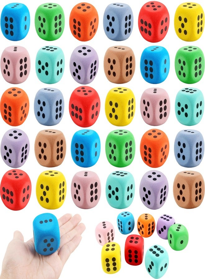 Cotiny 32 Pack EVA Foam Dice 1.5 Inch Soft Rounded Dice Large Educational Dice for Classroom Math Games Teaching Supplies Board Games, 8 Colors - Image 1