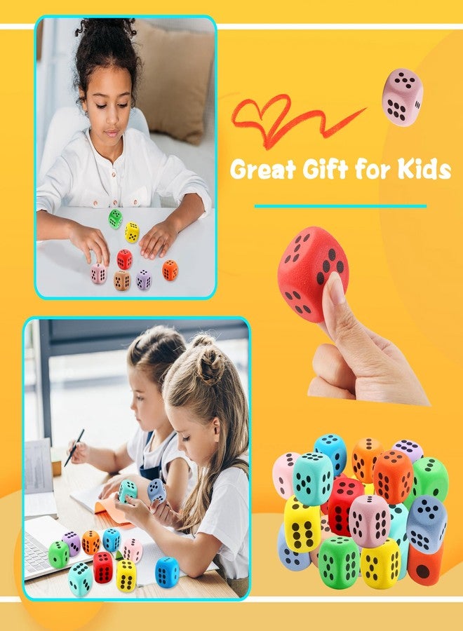 Cotiny 32 Pack EVA Foam Dice 1.5 Inch Soft Rounded Dice Large Educational Dice for Classroom Math Games Teaching Supplies Board Games, 8 Colors - Image 5