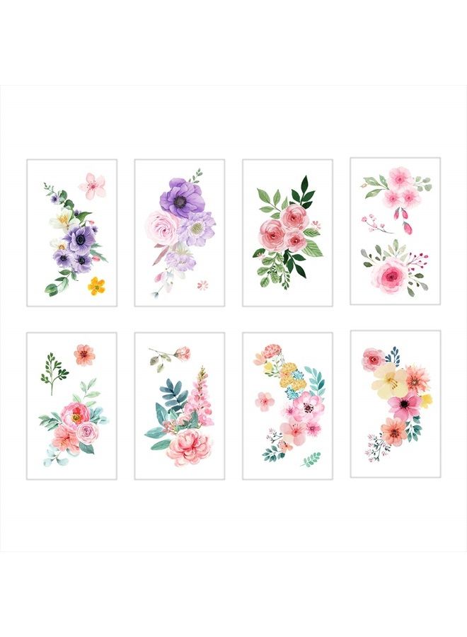 Everjoy Flowers Temporary Tattoos Stickers, Watercolor Roses, Peony, Daisy, Botanical Body Art Fake Tattoos for Women, Girls and Kids - 20 Pcs - Image 4