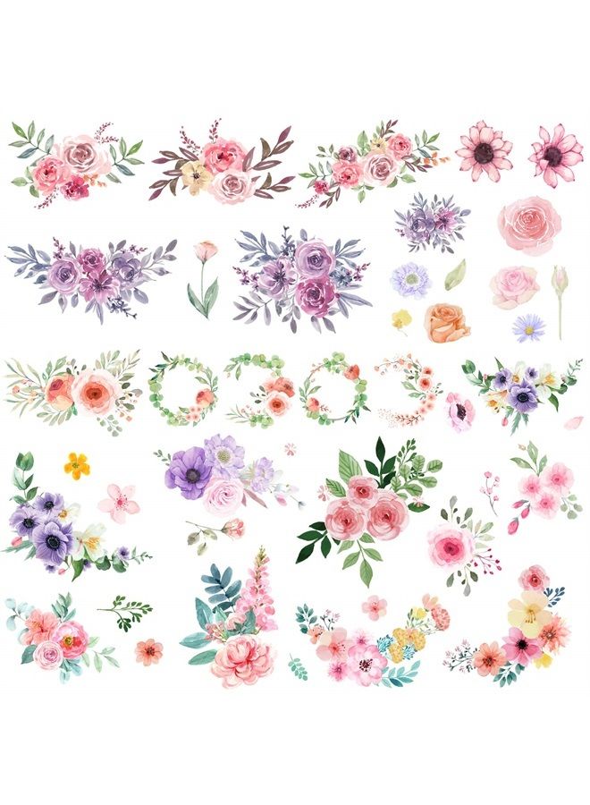 Everjoy Flowers Temporary Tattoos Stickers, Watercolor Roses, Peony, Daisy, Botanical Body Art Fake Tattoos for Women, Girls and Kids - 20 Pcs - Image 2