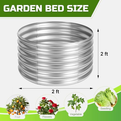 AHEONLAR 3PCS 2x2x2FT Galvanized Raised Garden Bed Kit Round Metal Flower Box Large Planter Raised Beds Outdoor Garden for Planting,Fruit,Herb Silver - Image 3