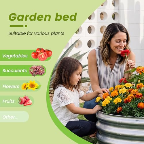 AHEONLAR 3PCS 2x2x2FT Galvanized Raised Garden Bed Kit Round Metal Flower Box Large Planter Raised Beds Outdoor Garden for Planting,Fruit,Herb Silver - Image 4