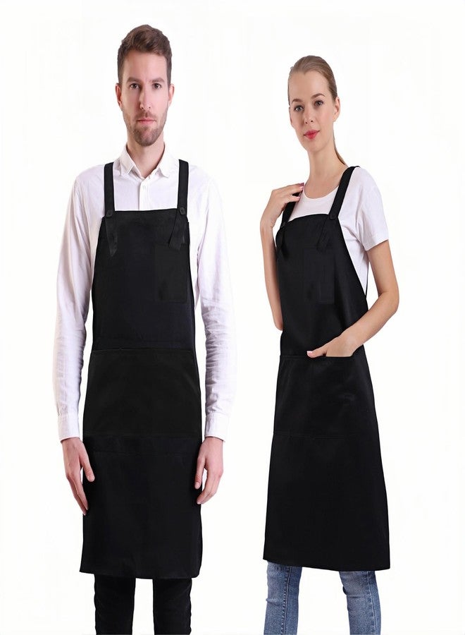 BIGHAS H Back Style Apron with Pocket for Women, Men Adjustable Large Size Comfortable, Kitchen, Home, Cooking 12 Colors (Black) - Image 1