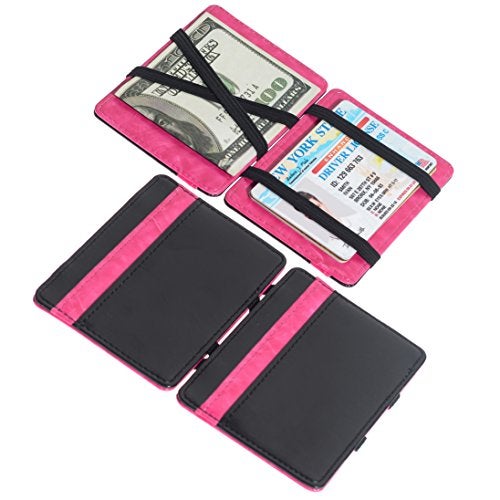 CKLT Men's Fashion Magic Money Clip Leather Minimalistic Slim Wallet Rosered - Image 4