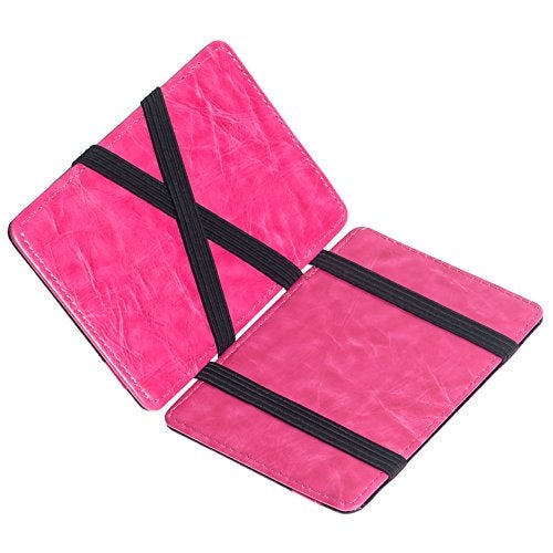 CKLT Men's Fashion Magic Money Clip Leather Minimalistic Slim Wallet Rosered - Image 1