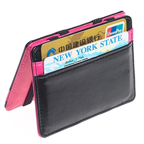CKLT Men's Fashion Magic Money Clip Leather Minimalistic Slim Wallet Rosered - Image 2