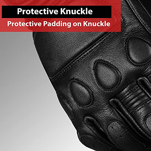 Jackets 4 Bikes Motorcycle Gloves - Goatskin Leather, Touchscreen, Classic Vintage Design for Men Women, Anti-Slip Protective Motorbike Cruiser Biker Glove Black XXL - Image 5