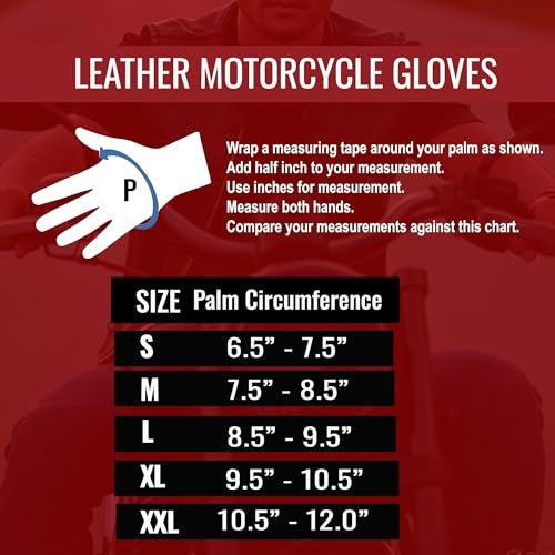 Jackets 4 Bikes Motorcycle Gloves - Goatskin Leather, Touchscreen, Classic Vintage Design for Men Women, Anti-Slip Protective Motorbike Cruiser Biker Glove Black XXL - Image 4