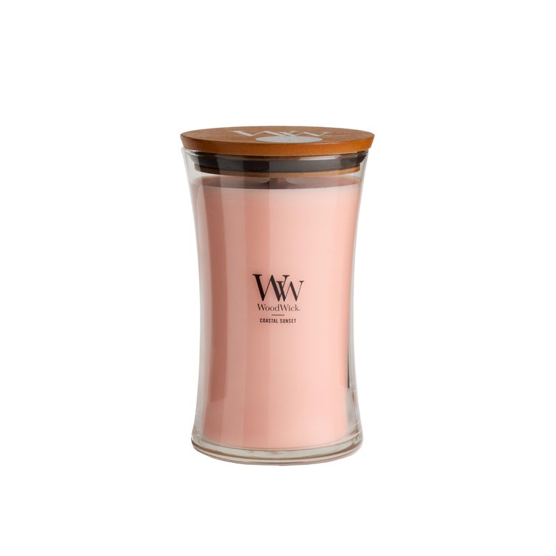 WoodWick Large Hourglass Candle Coastal Sunset Scent Crackles as it burns Premium Soy Blend Wax 21oz Perfect for gifting - Image 1