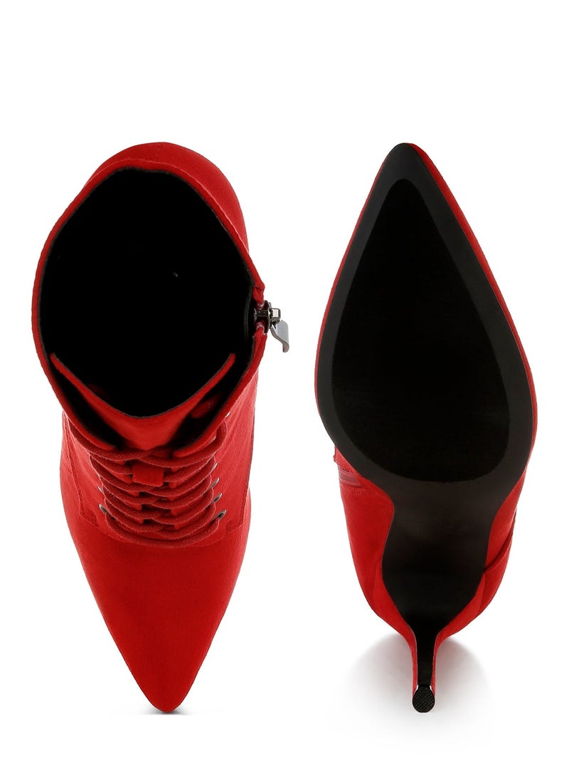 لندن راج حذاء نسائي بكعب عالٍ برباط من ماركة لندن راغ باللون الأحمر. - Image 5